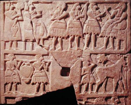 Votive plaque depicting an offering scene, from Diyala, Early Dynastic Period from Mesopotamian