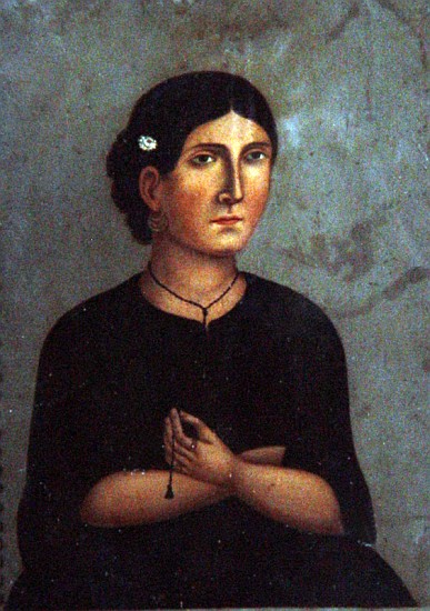 Portrait, mid 19th century (oil on tin) from Mexican School