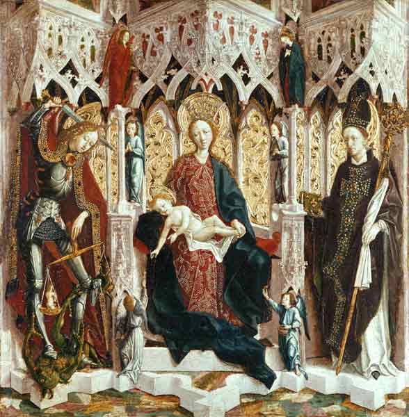 The Virgin and Child Enthroned, c.1475 (oil on silver fir) from Michael Pacher