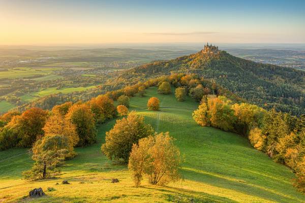 Blick vom Zeller Horn zur Burg Hohenzollern im Herbst from Michael Valjak