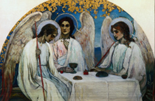 The St. Trinity in the form of the three angels from Michail Wassiljew. Nesterow