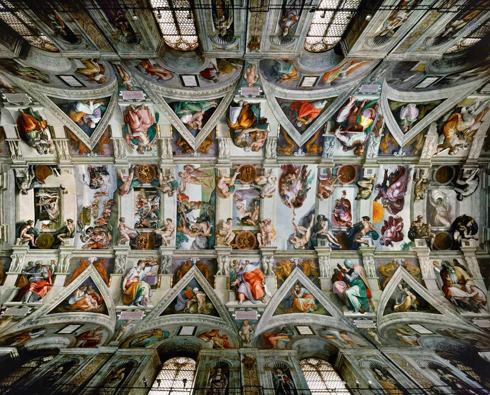 Decke der Sixtinischen Kapelle, Gesamtansicht. 1508-1512. Zustand nach der Restaurierung. from Michelangelo Buonarroti