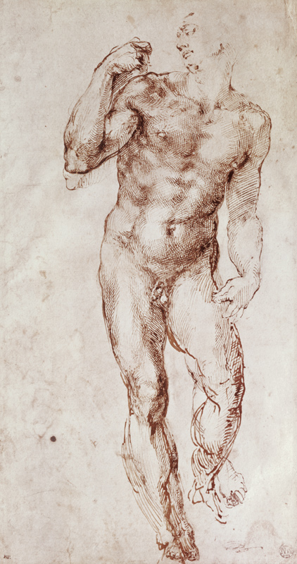 Sketch of David with his Sling from Michelangelo Buonarroti
