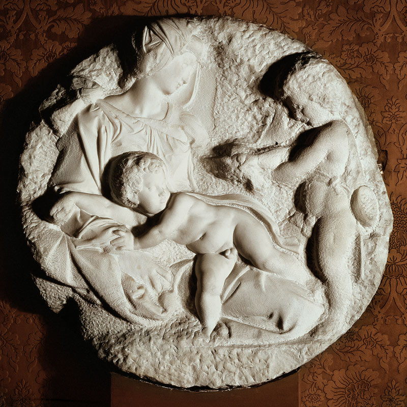 Tondo Taddei circular stone sculptured panel by Michelangelo Buonarroti (1475-1564) from Michelangelo Buonarroti
