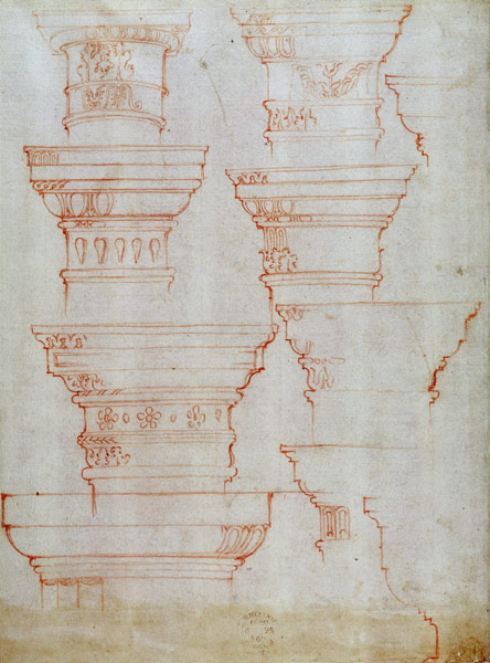 W.18v Study of column capitals from Michelangelo Buonarroti