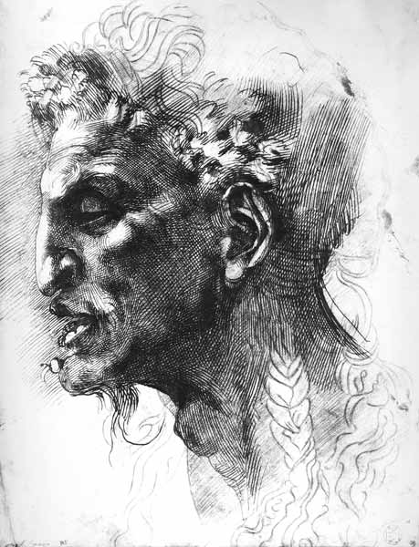 Head of a Satyr (pen & ink on paper) from Michelangelo Buonarroti