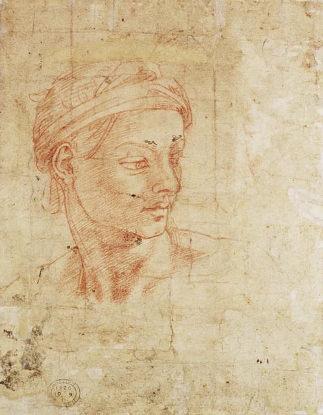 Study of a Head (red chalk) Inv.1926/10/9/1 (W.11) from Michelangelo Buonarroti