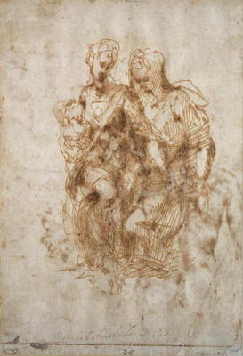Study of St. Anne, after Leonardo Da Vinci's 'Anne', c.1502 (pen & ink on paper) from Michelangelo Buonarroti
