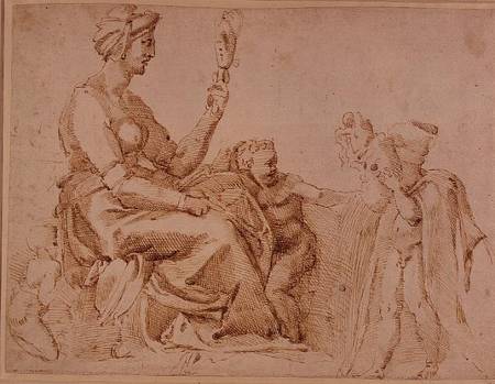 Study of Vanity (red chalk) 1-5 Recto (W.89) from Michelangelo Buonarroti