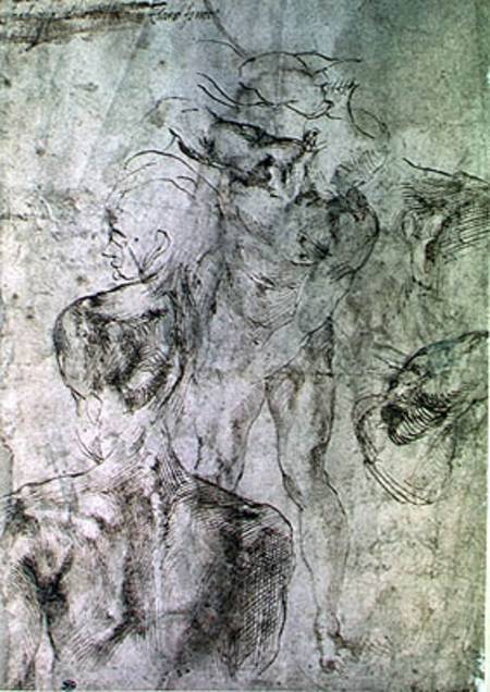 Various studies, verso of Study for David  & from Michelangelo Buonarroti