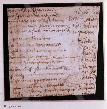 W.30v Fragment of a page of written notes from Michelangelo Buonarroti