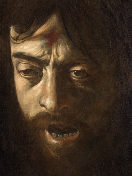 David with the Head of Goliath, detail of the head from Michelangelo Caravaggio