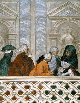 Group of five people with a woman in a black veil