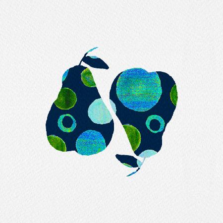 Pears Blue Green Circles Silhouette