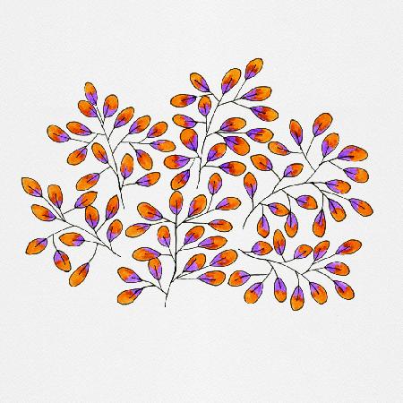 Leaf Sprig Lavender Orange