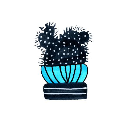 Cactus 3 Desert Plant Blue Black