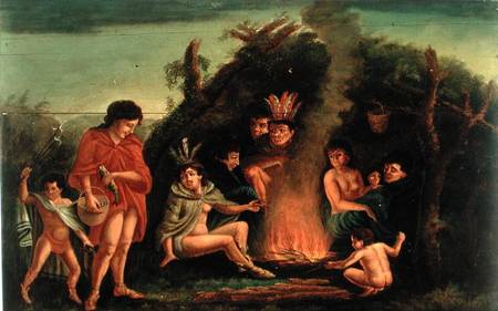 Fireboard depicting an Indian Encampment from Michele Felice Corne
