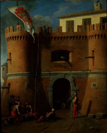 Soldiers outside a Fortified Castle from Michele Giambono