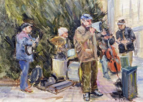 Jazz Buskers, Prague (oil on canvas) 