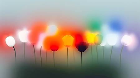 Ein abstraktes Bild mit unscharfe Tulpen auf unscharfen Hintergrund 