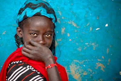 Portrait eines Mädchens in Äthiopien, Afrika.