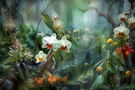 Weisse Orchideen, Tropischer Regenwald, Traumhafte Natur, Blumen und Pflanzen
