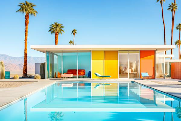 Villa mit Swimmingpool und Palmen. Kalifornia from Miro May