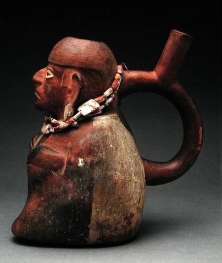Stirrup vase depicting a dignitary under the influence of coca from Moche