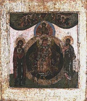 Russian icon of Sophia, The Holy Wisdom, enthroned in the form of a fiery winged angel