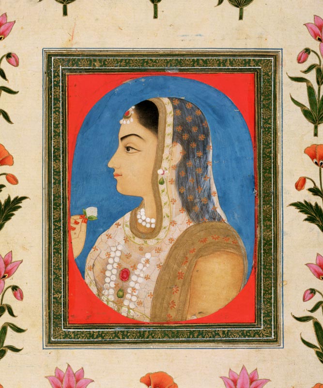 Portrait of a noble lady, from the Small Clive Album from Mughal School