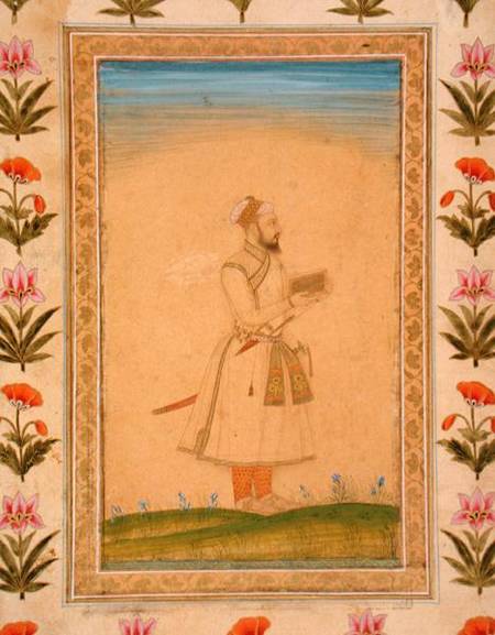 Standing figure of a nobleman, holding a book, from the Small Clive Album from Mughal School