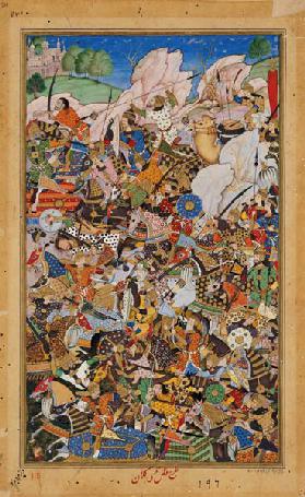 Battle of Bundi, from the Akbarnama