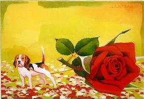 The Rose and the Dog, 2004 (oil on canvas) 