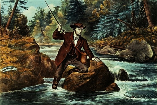 Brook Trout Fishing - An Anxious Moment from N. Currier