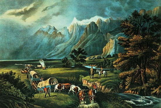 The Rocky Mountains: Emigrants Crossing the Plains from N. Currier