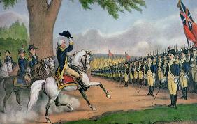 George Washington (1732-99) taking command of the American Army at Cambridge, Massachusetts, 3 July