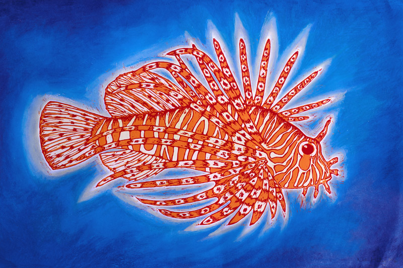 Lionfish, 1998 (woodcut print and mixed media)  from Nat  Morley