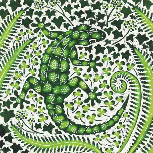 Green Gecko, 2002 (woodcut)  from Nat  Morley