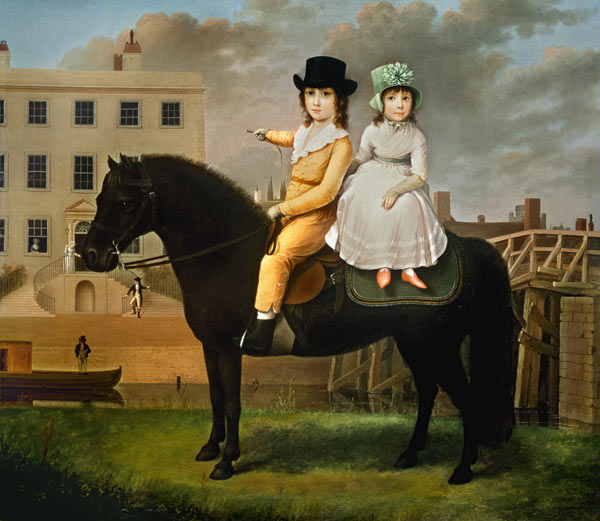 Two Children Seated On A Black Pony from Nathan Theodore Fielding