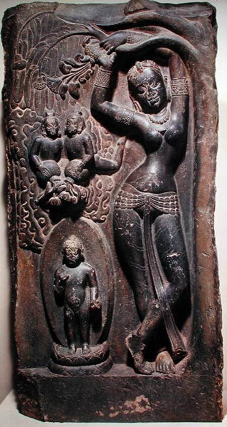 Queen Maya giving birth to the future Buddha from Nepalese School