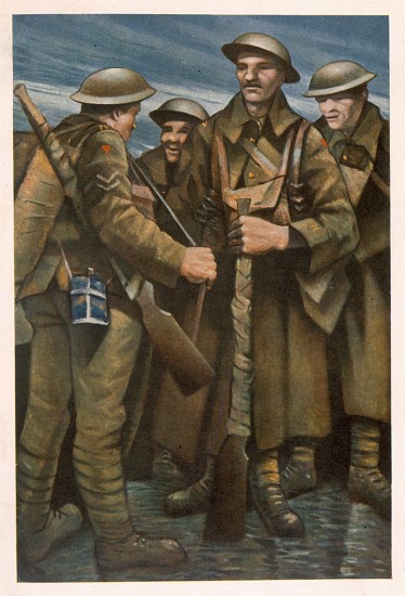 A Group of Soldiers, from British Artists at the Front, Continuation of The Western Front from Christopher R.W. Nevinson