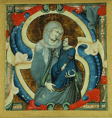 Historiated initial 'S' depicting St. Anne and the Virgin (vellum) from Niccolo di ser Sozzo Tegliacci