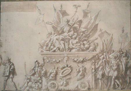 Triumphant Entry of Charles IX (1550-74) (pen & ink on paper) from Nicolo dell' Abate