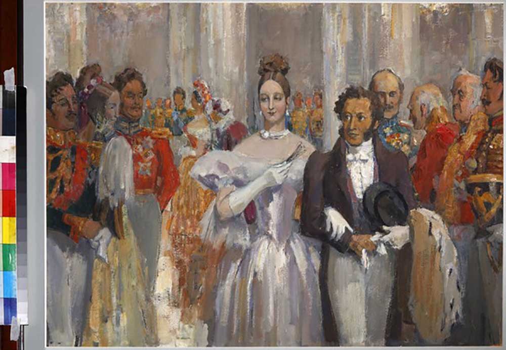 Alexander Pushkin with his wife at the ball from Nikolai Pavlovich Ulyanov
