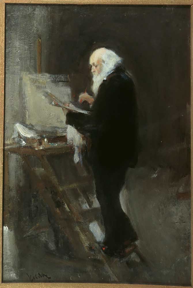 The painter Nikolai Gay at work from Nikolai Pavlovich Ulyanov