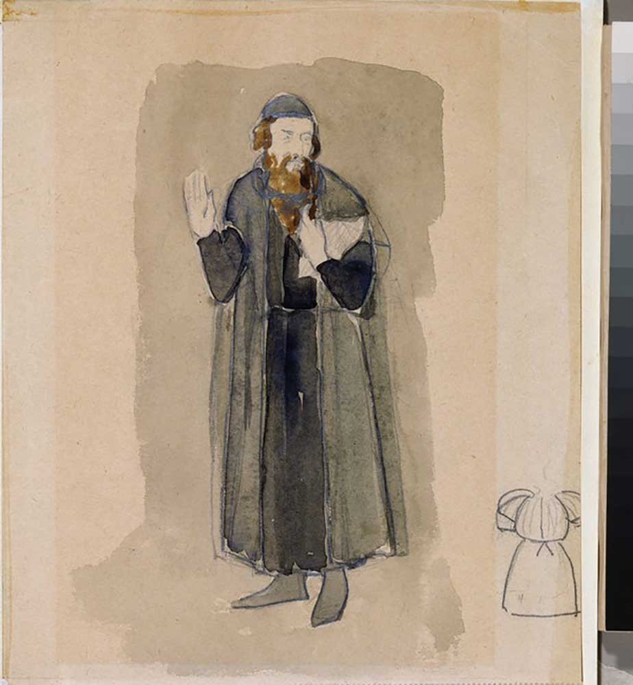 Costume design for the theatre play The Miserly Knight by A. Pushkin from Nikolai Pavlovich Ulyanov
