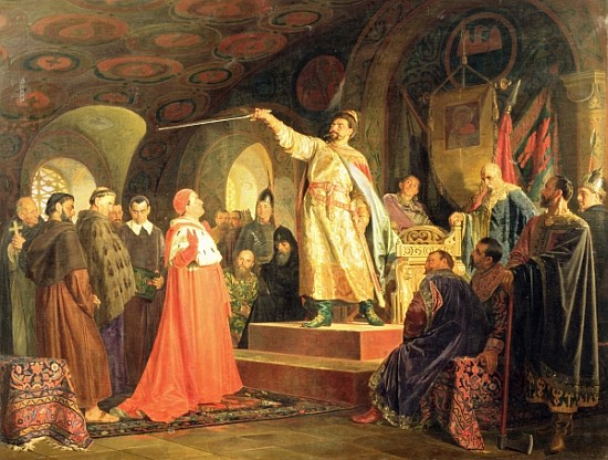 Prince Roman of Halych-Volhynia receiving the ambassadors of Pope Innocent III from Nikolai Vasilievich Nevrev