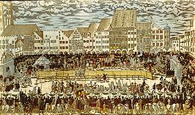 Wedding Wilhelms V. of Bavaria with a Renate v.Lothringen knight tournament on the Marienplatz.