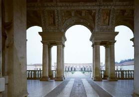 The Loggia di Davide (or D'Onore) designed by Giulio Romano (1499-1546), 1524-34, looking through to