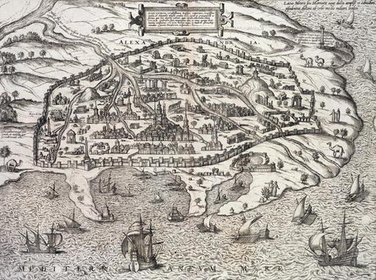 Town map of Alexandria in Egypt, c.1625 (engraving) from 